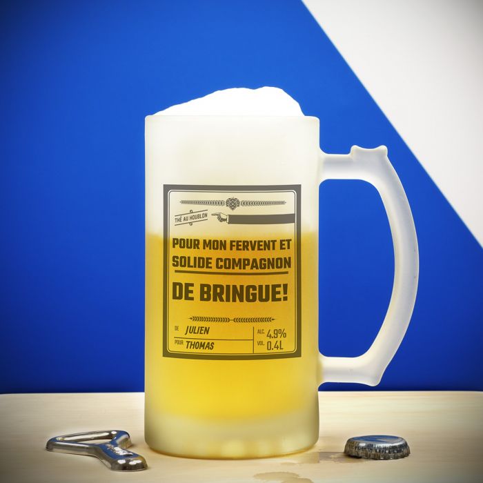 Chope en verre Personnalisable Cadeau Personnalisé : la chope en verre personnalisable