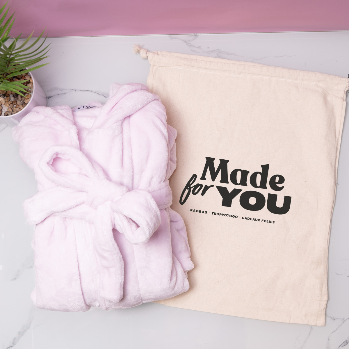 Peignoir personnalisable avec texte