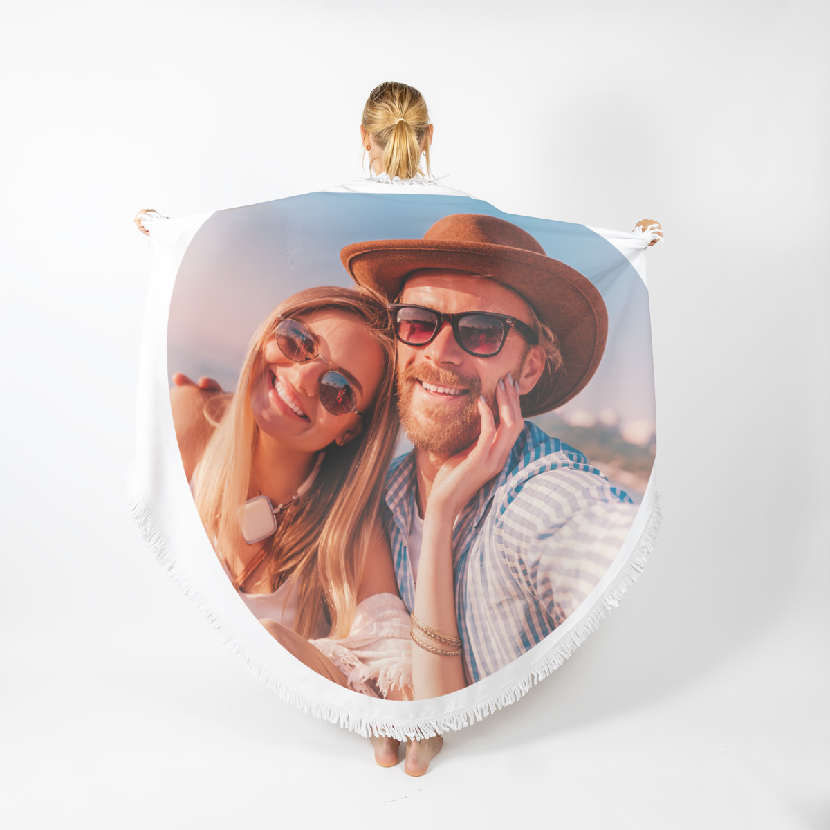 Couverture de plage ronde avec photo