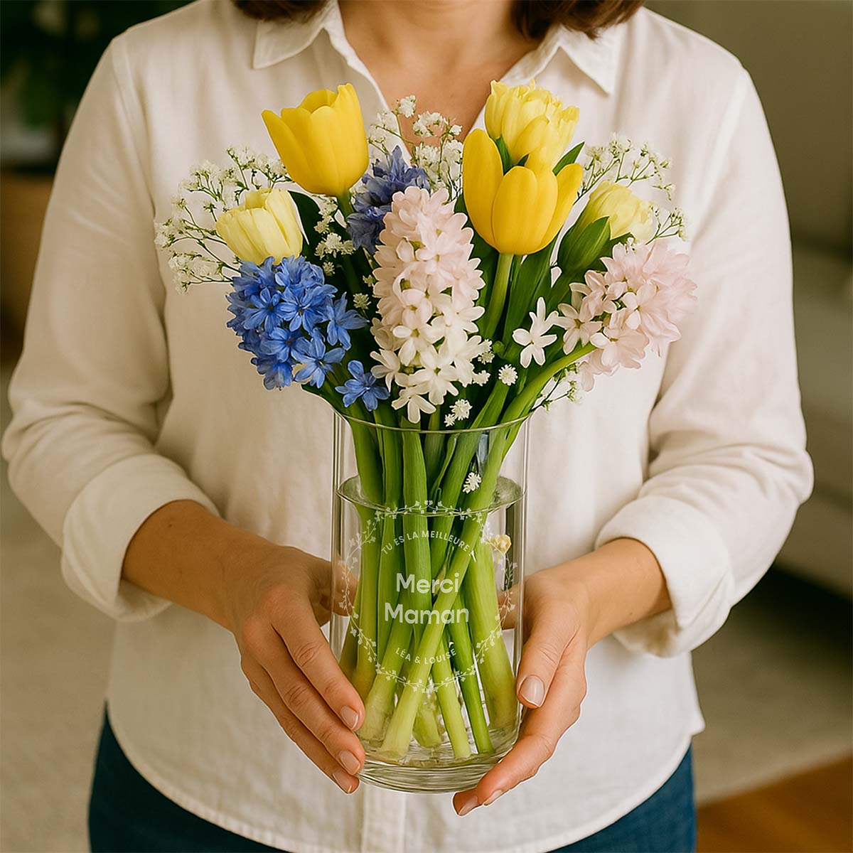 Vase personnalisé avec texte et couronne Vase personnalisé avec texte et couronne