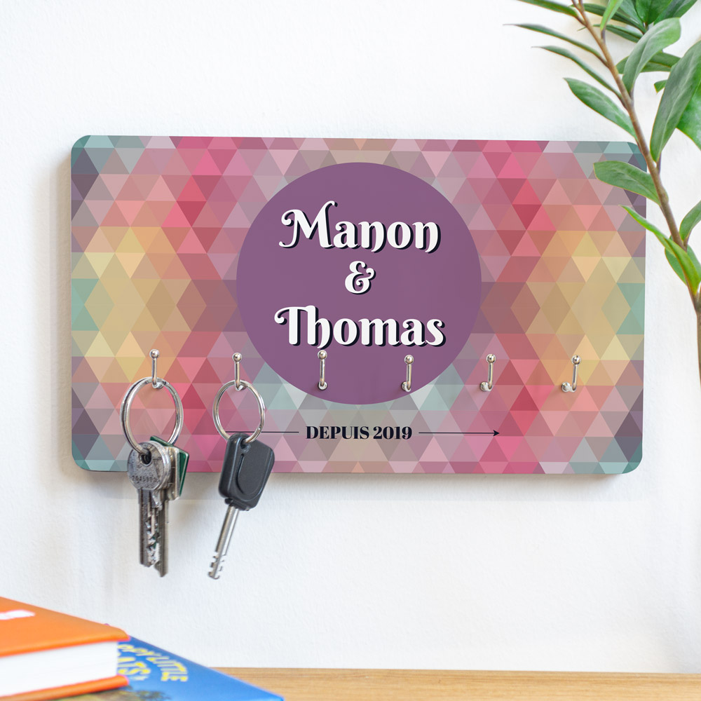 Porte-clés Mural personnalisable avec fond coloré
