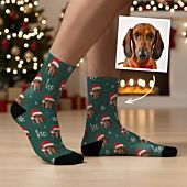 Chaussettes personnalisées avec visage et bonnet de Noël