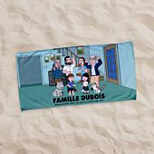 Serviette personnalisée famille dessin animé - Illustration