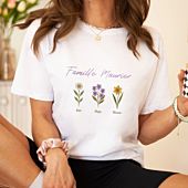 T-shirt personnalisé avec fleurs de naissance
