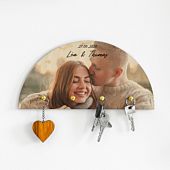 Porte-clés mural personnalisé en bois avec photo et texte
