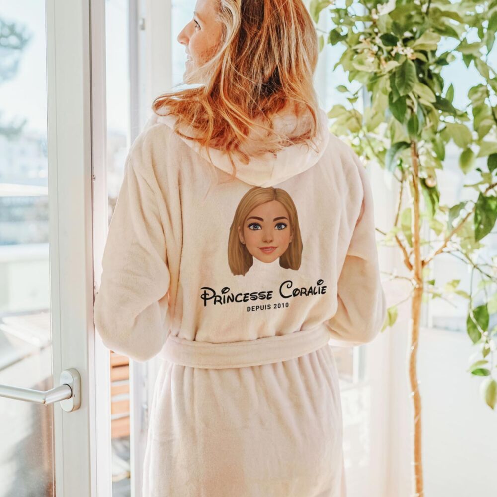 Peignoir personnalisé avec photo cartoon et texte