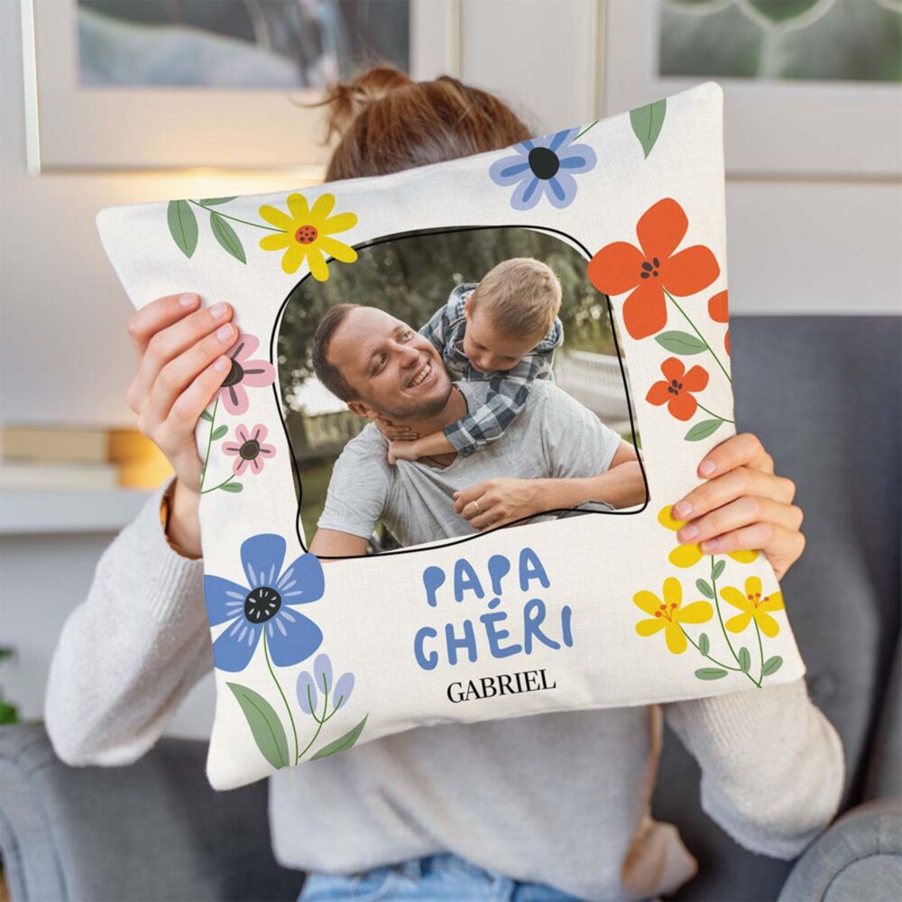 Housse de coussin personnalisée avec photo et texte