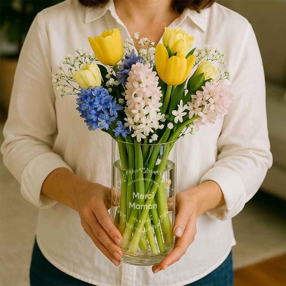 Personalisierte Vase mit Text und Kranz Personalisierte Vase mit Text und Kranz