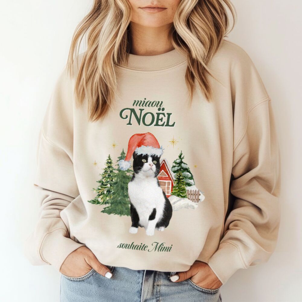 Pull de Noël Bootleg personnalisé avec votre animal de compagnie