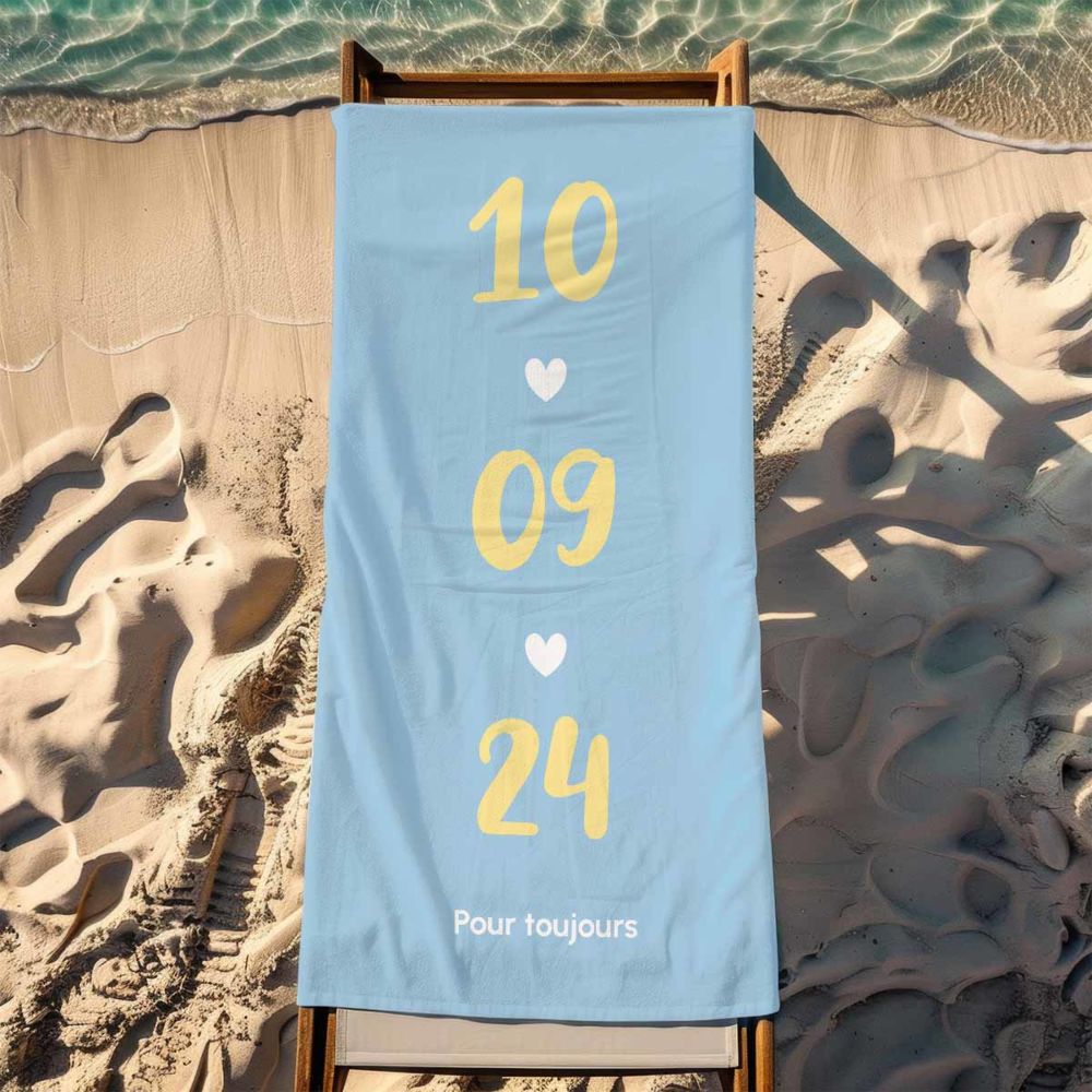 Serviette personnalisée avec date