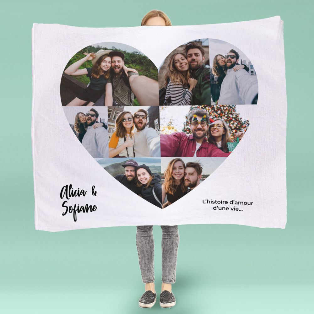 Couverture personnalisée avec cœur et texte