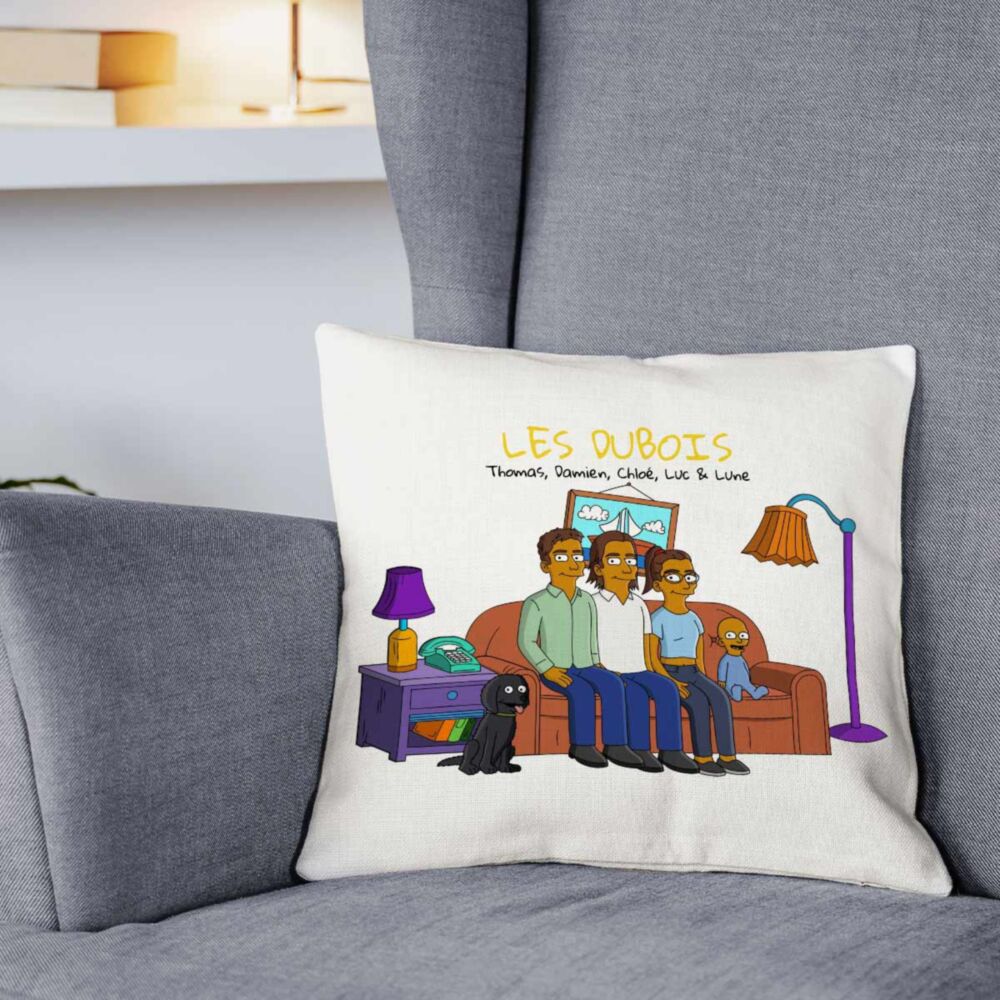 Housse de coussin personnalisée Famille Cartoon - Illustration