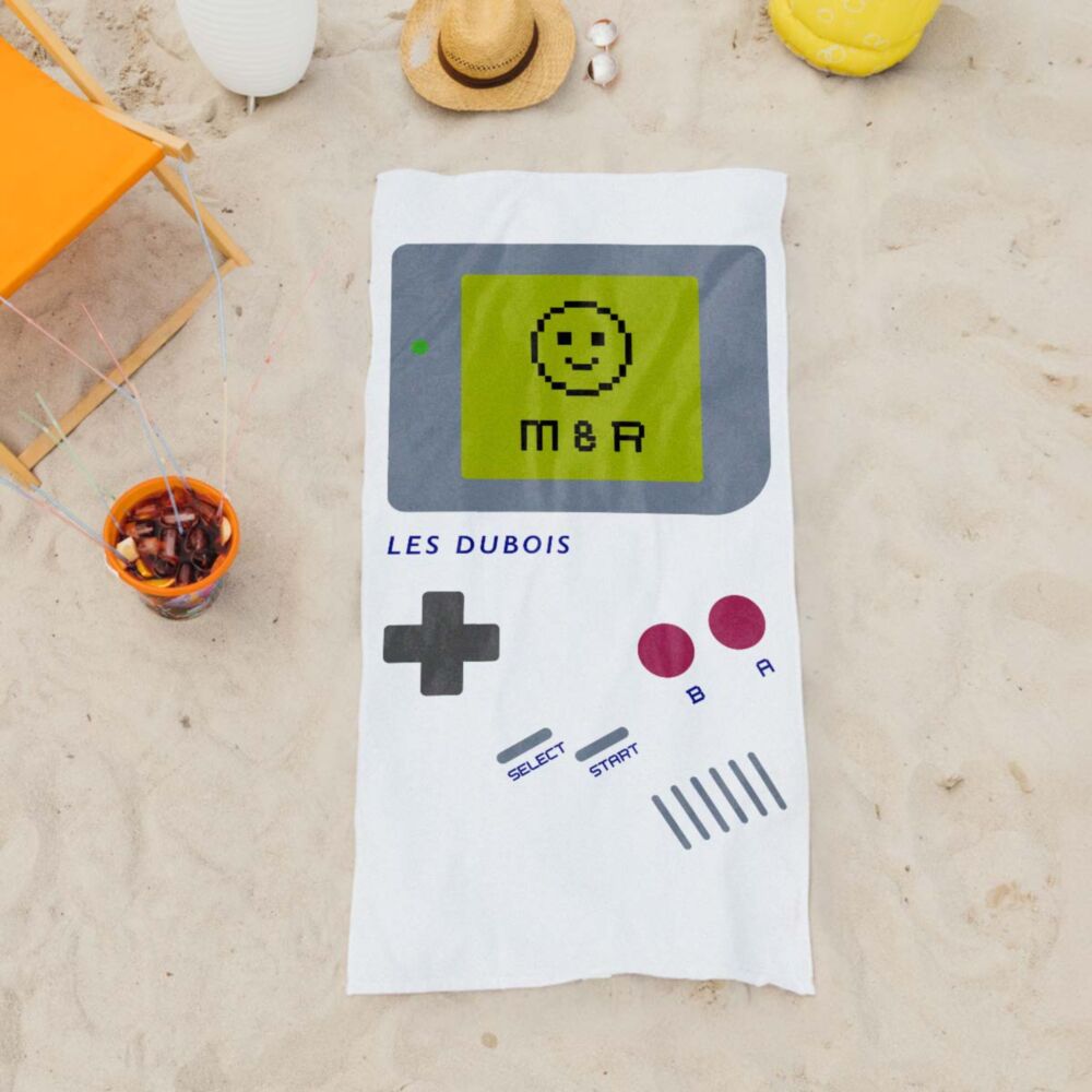 Serviette personnalisée avec console de jeu et texte