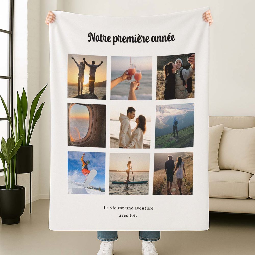 Personalisierbare Decke mit Foto und Text