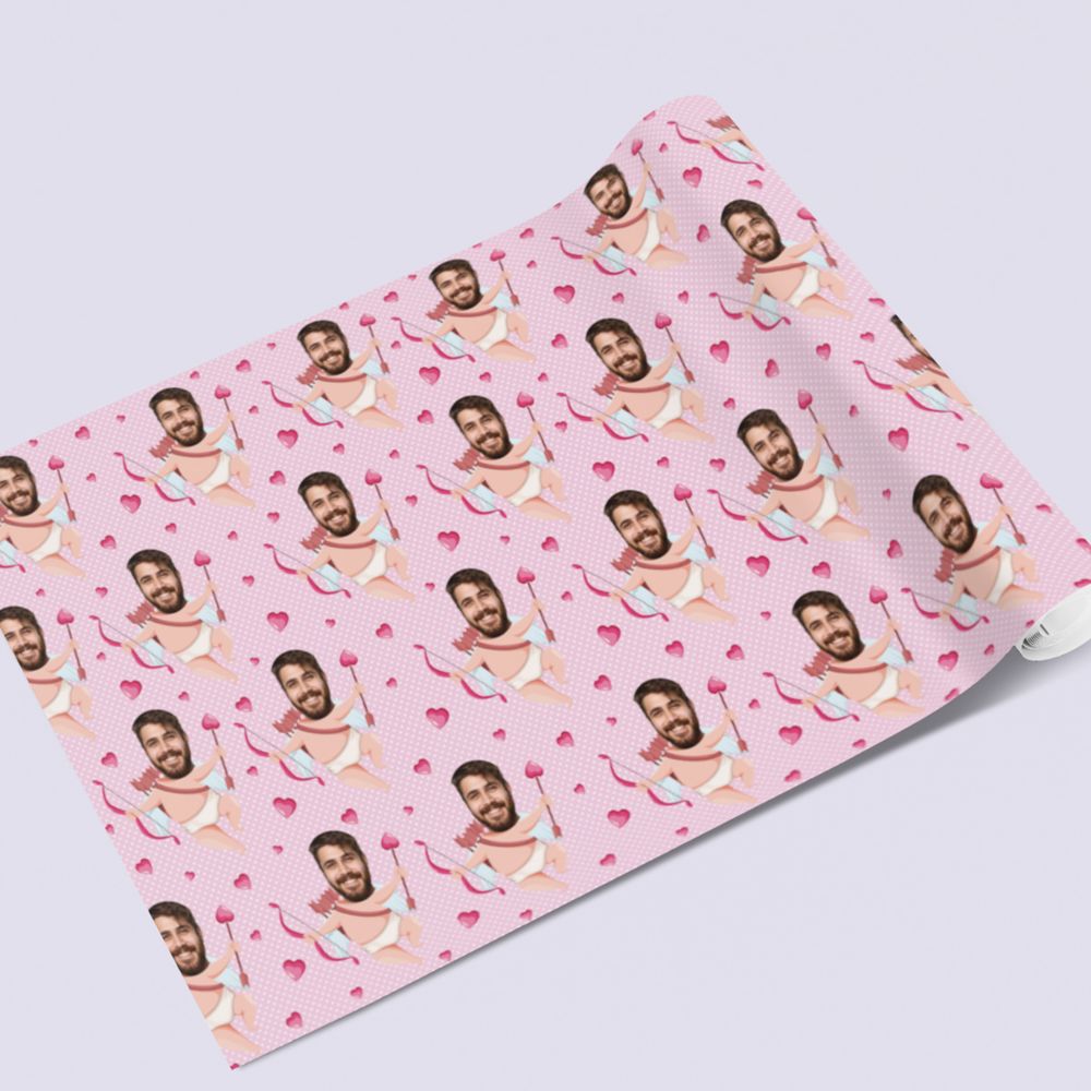 Papier cadeau personnalisé visage motifs amour