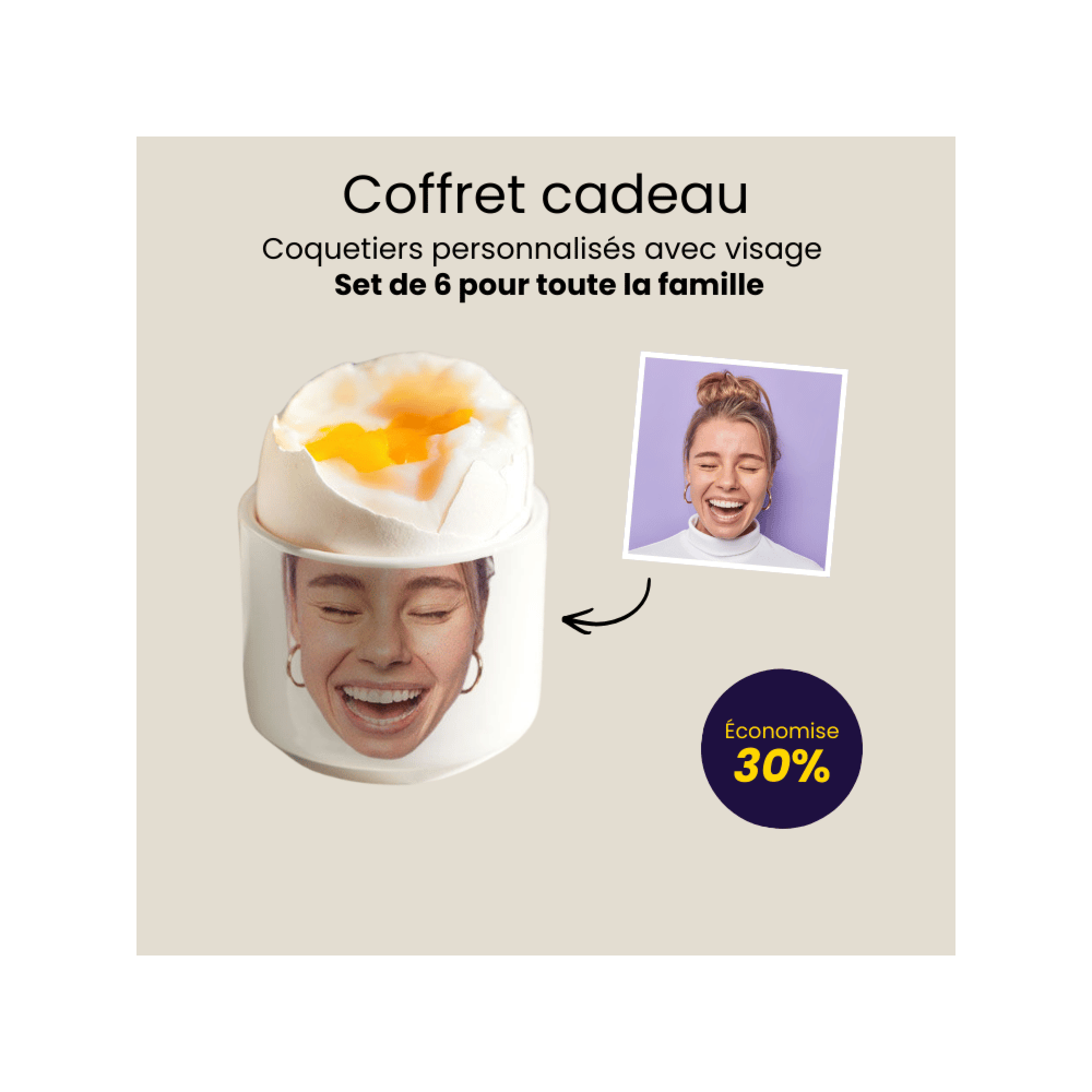 Coffret cadeau lot de 6 coquetiers avec visage