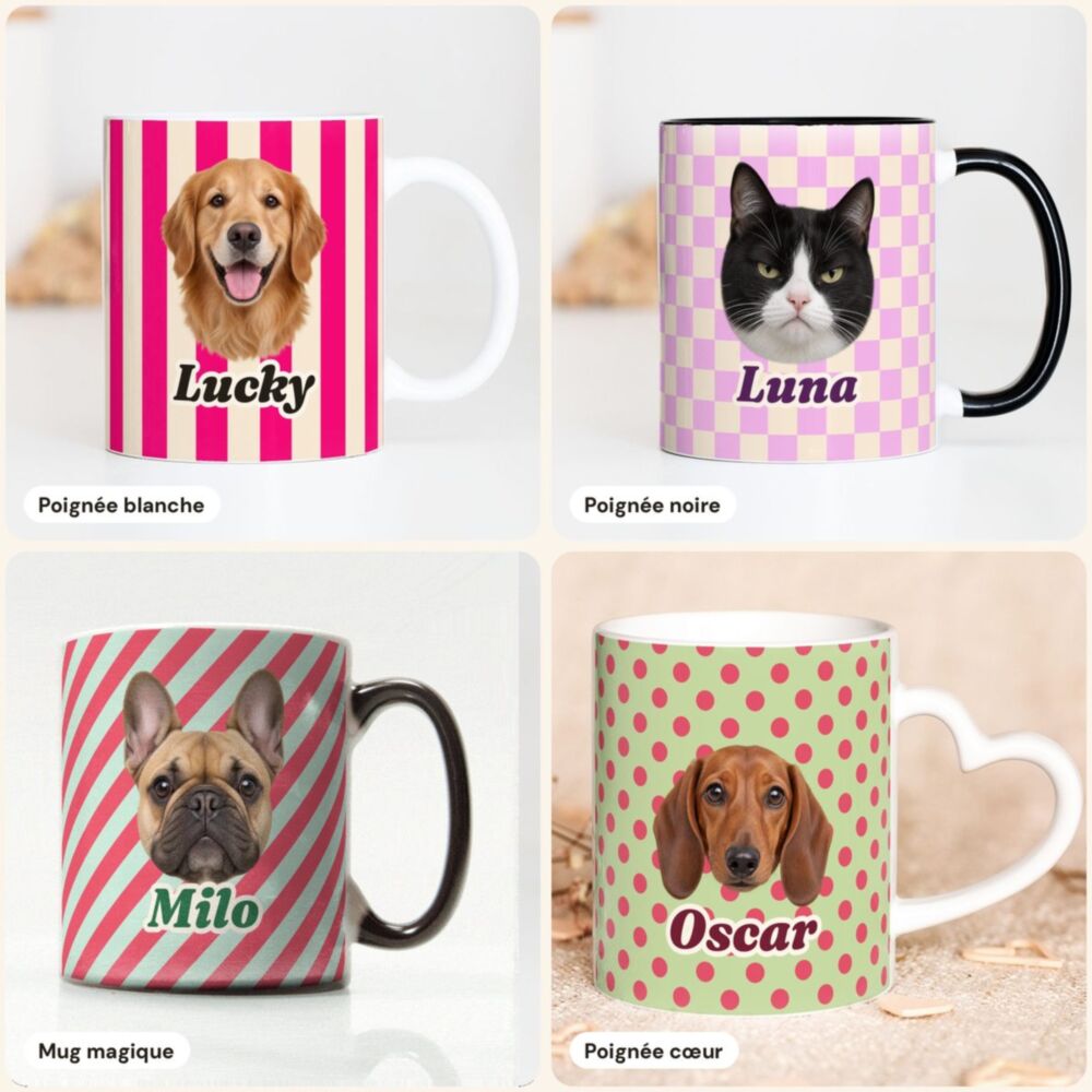 Mug personnalisé avec ton animal et motifs