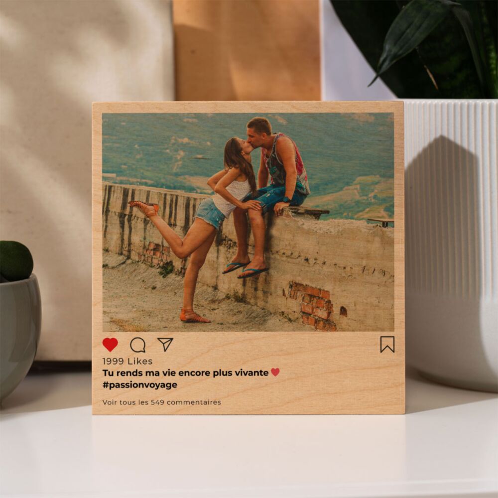 Photo sur bois personnalisée - Design Instagram