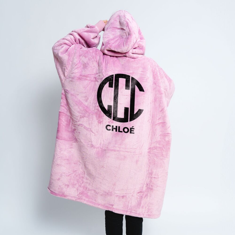 Plaid à capuche personnalisé avec monogramme