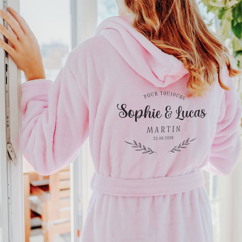 Peignoir personnalisé avec texte et couronne de laurier