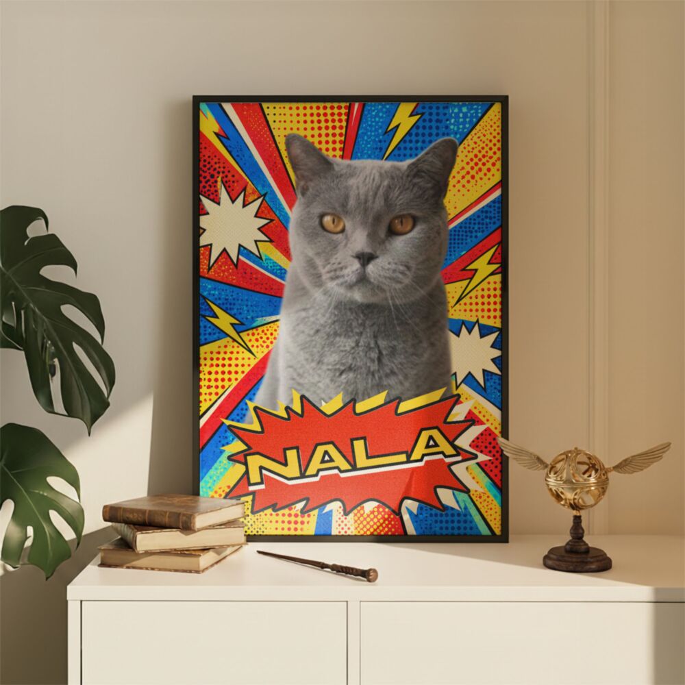Portrait chien personnalisé avec photo et nom – Pop Art
