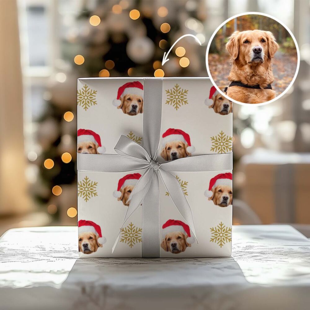 Papier cadeau personnalisé Noël avec animal de compagnie