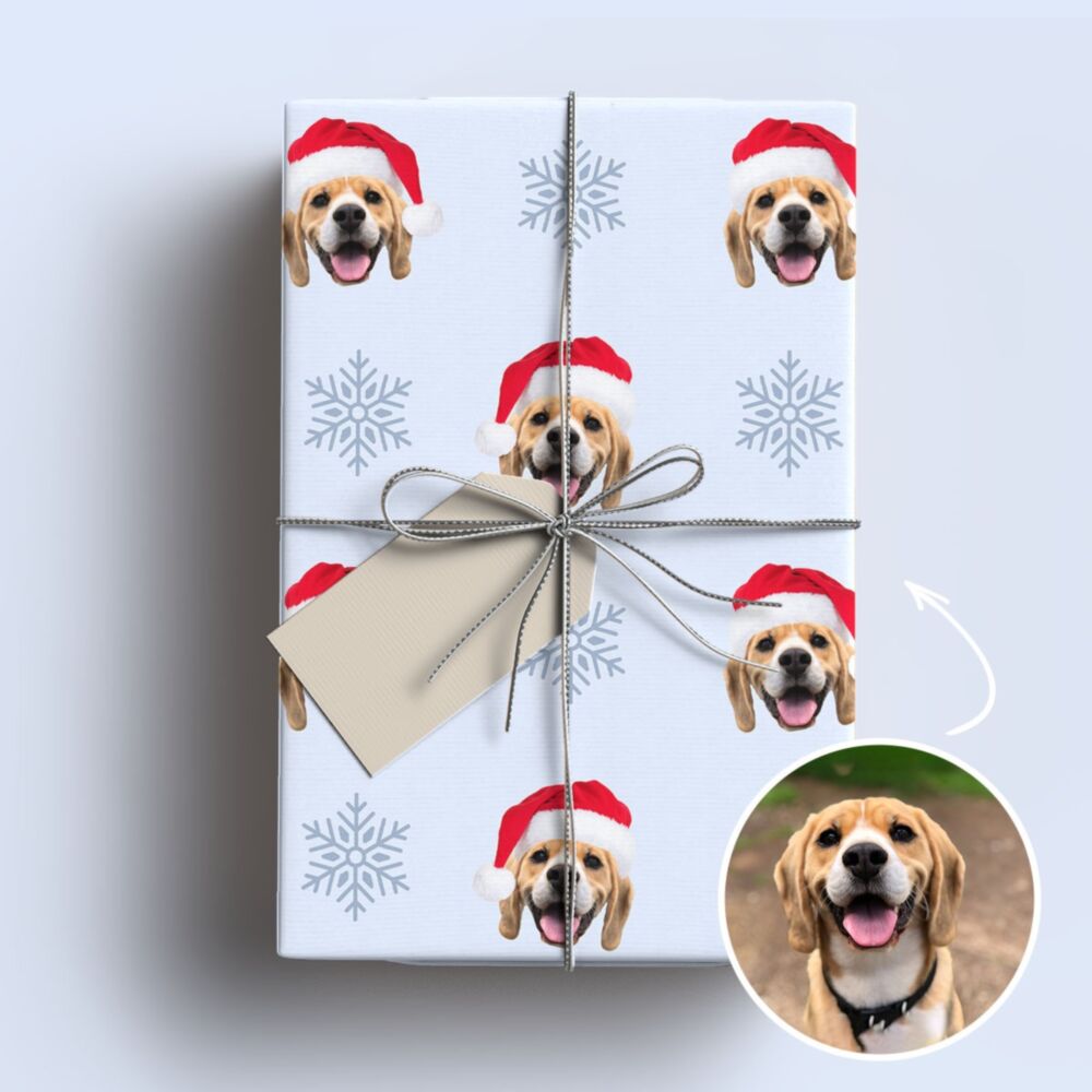 Papier cadeau personnalisé Noël avec animal de compagnie