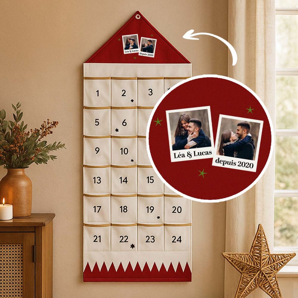 Calendrier de l’avent personnalisé style polaroïd