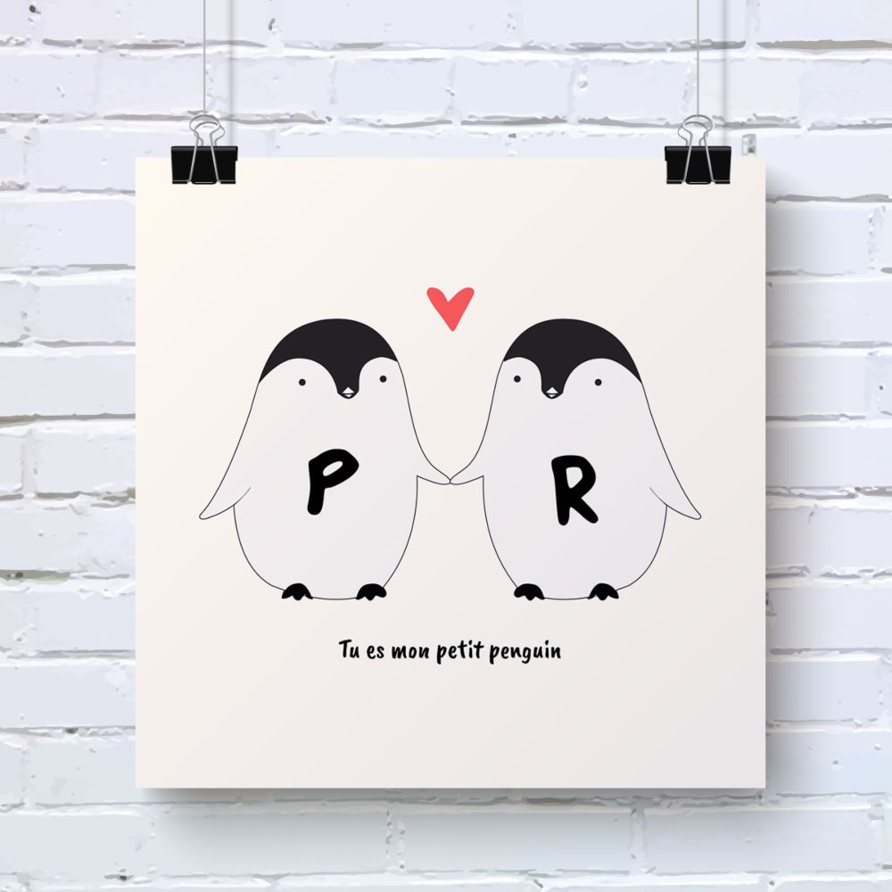 Couple de Pingouins - Poster personnalisable Couple de Pingouins - Poster personnalisable
