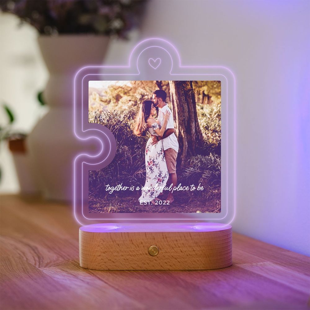 Lampe LED personnalisée Pièce de puzzle avec photo et texte