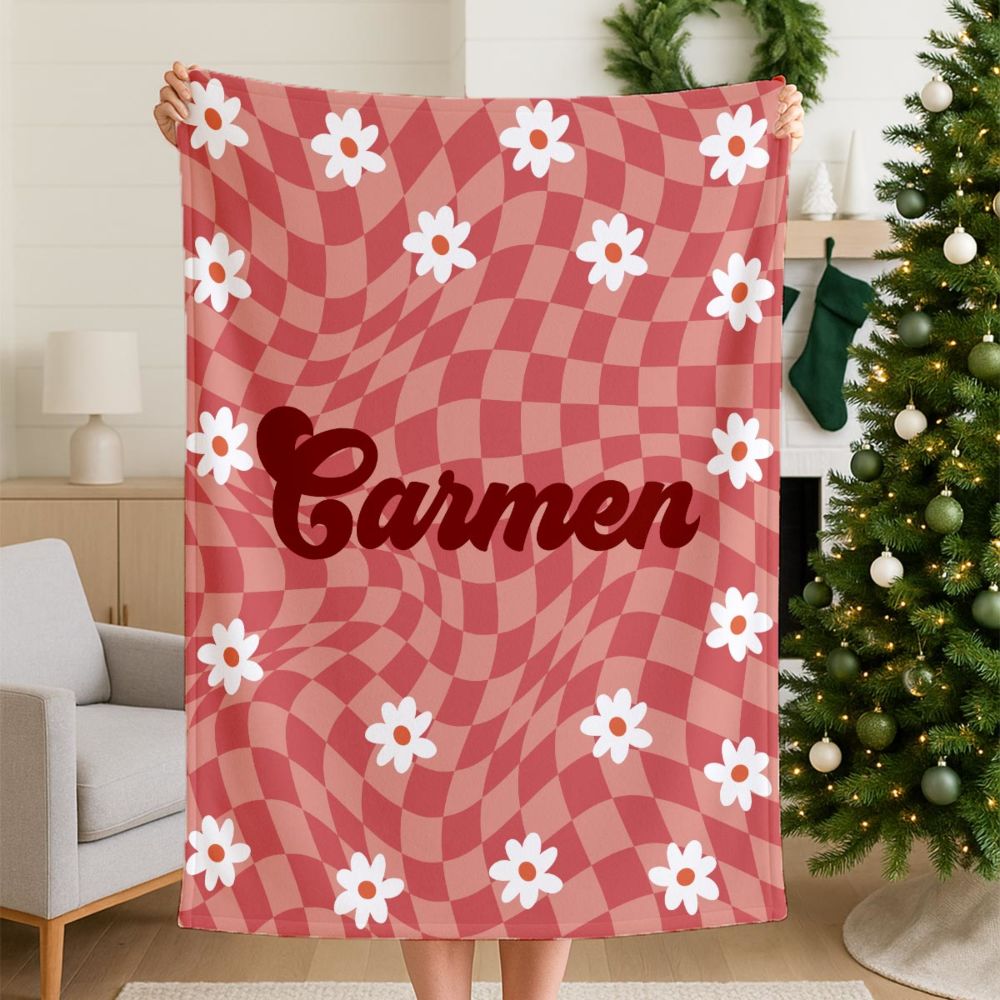 Couverture personnalisée avec motif rétro et prénom
