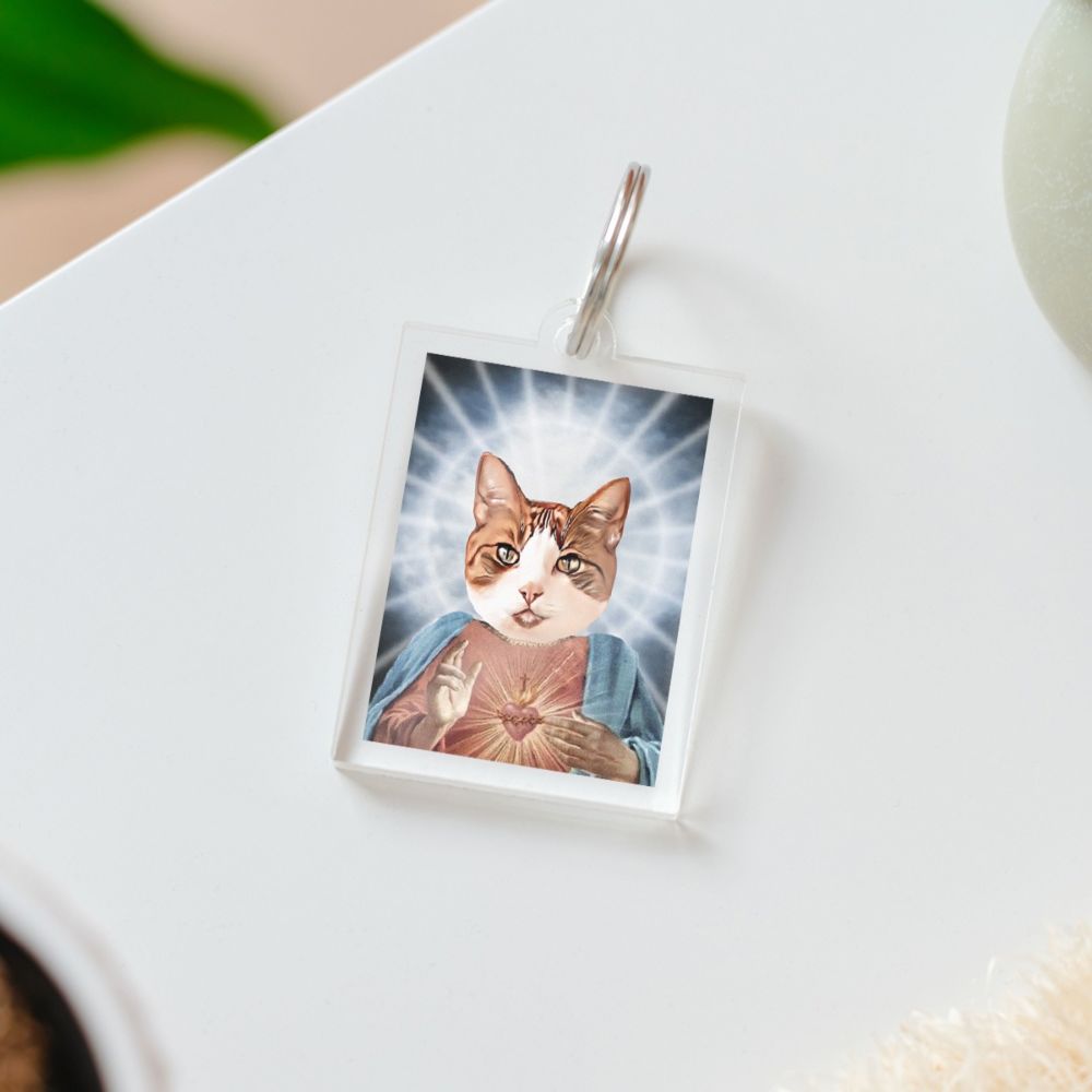 Porte-clés personnalisé en acrylique Auréole et Visage
