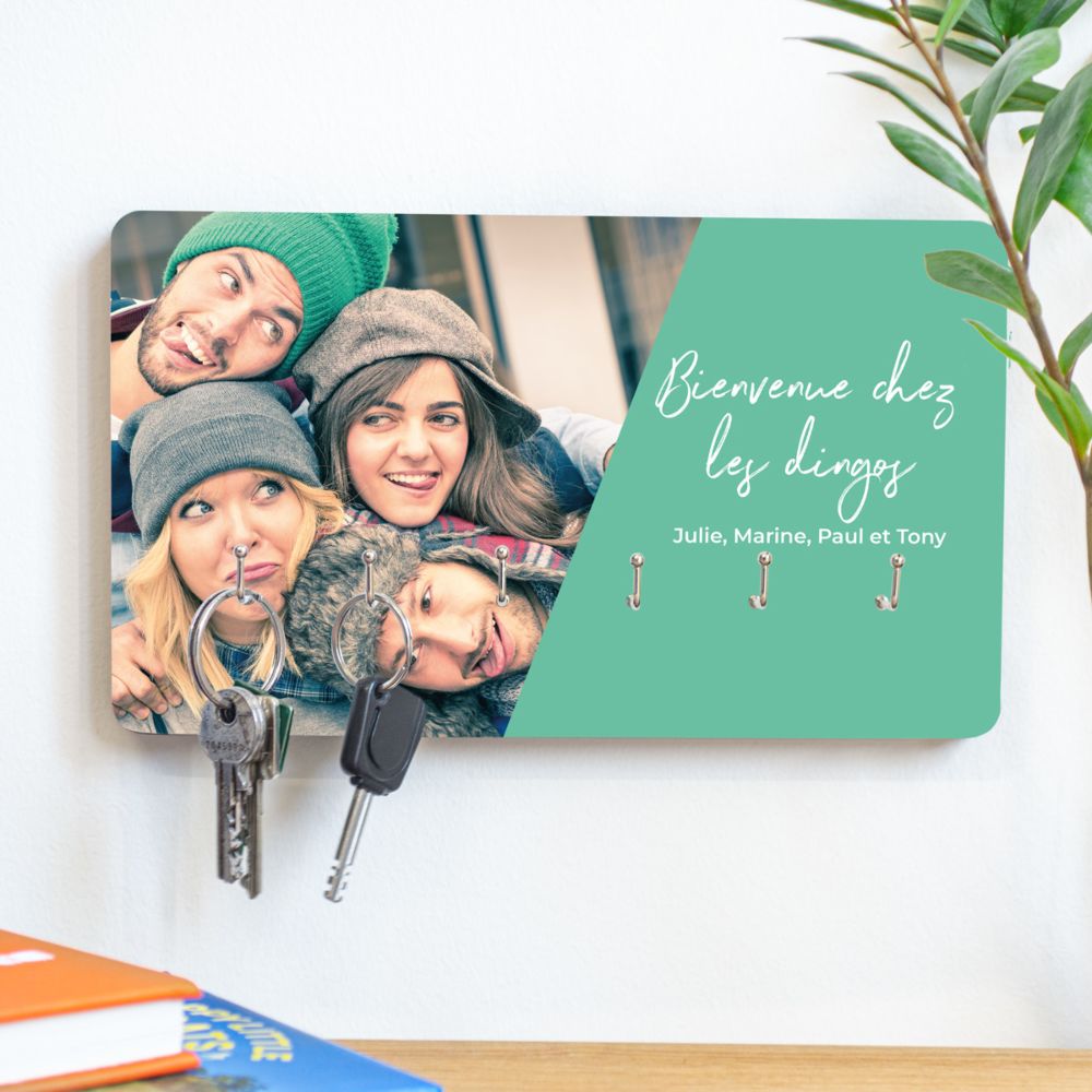 Porte-clés mural personnalisé avec photo et texte