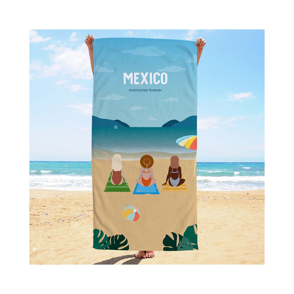 Serviette personnalisée Amies à la plage - Illustration