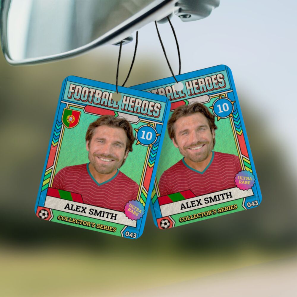 Désodorisant voiture personnalisé - carte à collectionner Coupe du Monde avec photo