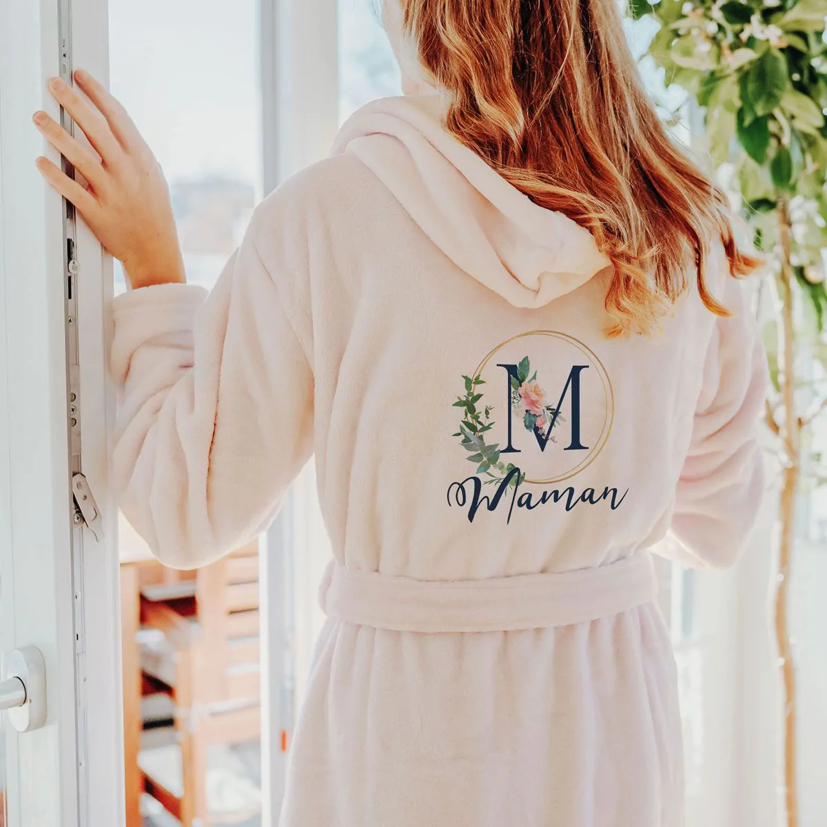 Peignoir personnalise Motif Floral avec Monogramme et Texte CadeauxFolies