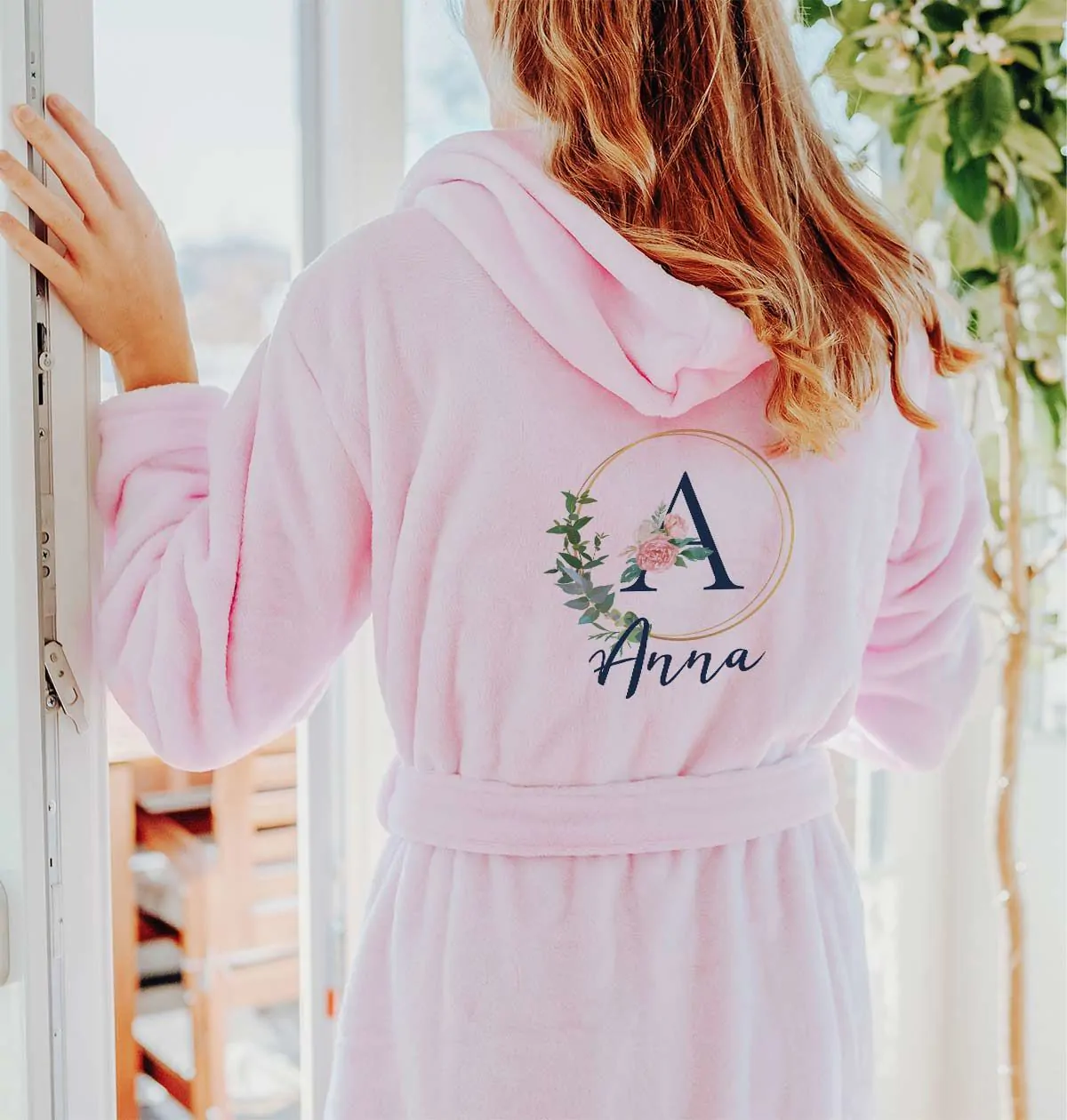 Peignoir personnalise Motif Floral avec Monogramme et Texte CadeauxFolies