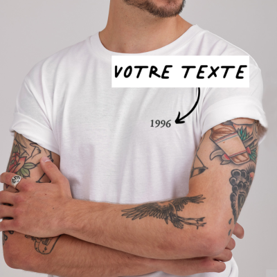 T-shirt brodé blanc avec texte