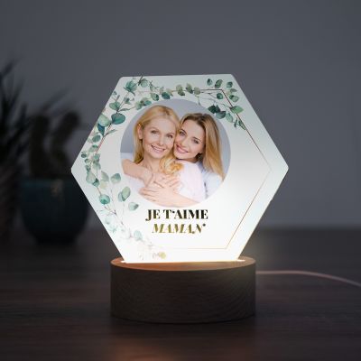 Lampe LED personnalisée Hexagonale avec Photo et Texte
