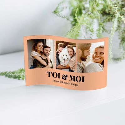 Cadre acrylique personnalisé avec 3 photos et texte Cadre acrylique personnalisé avec 3 photos et texte
