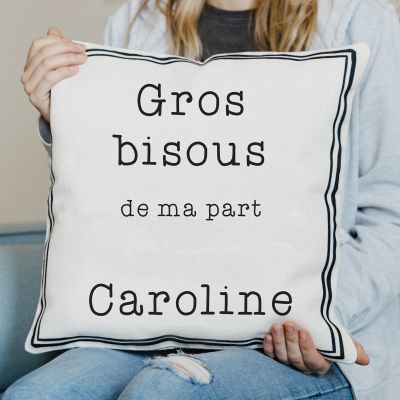 Housse de Coussin avec Cadre et Texte Housse de Coussin avec Cadre et Texte