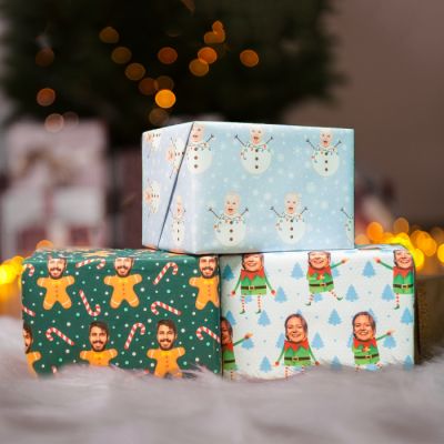 Papier cadeau personnalisé avec visage - Différents motifs Papier cadeau personnalisé avec visage - Différents motifs