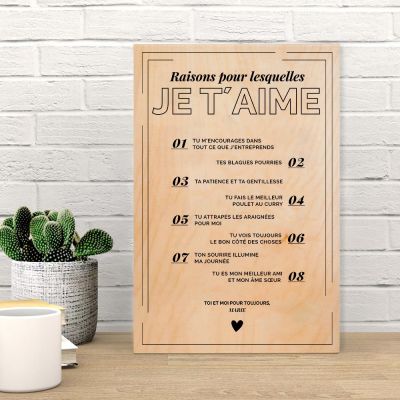 Poster en bois personnalisable - Ce que j'aime chez X Poster en bois personnalisable - Ce que j'aime chez X