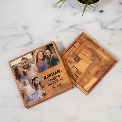 Casse-tête personnalisé avec 3 photos et texte Casse-tête personnalisé avec 3 photos et texte