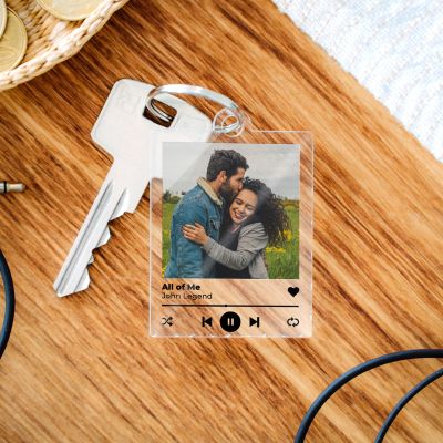 Porte-clés personnalisé en acrylique avec photo et chanson Porte-clés personnalisé en acrylique avec photo et chanson