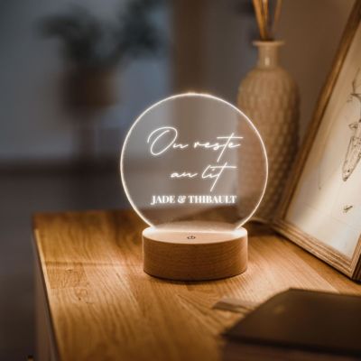 Lampe LED personnalisée ronde avec texte