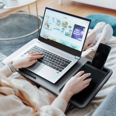 Support pour ordinateur portable avec support smartphone Support pour ordinateur portable avec support smartphone