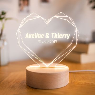 cadeaux saint valentin pour femmes lampe LED avec cœur