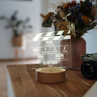 Lampe LED personnalisée clap de cinéma