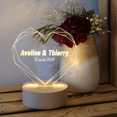 cadeaux saint valentin pour femmes lampe LED avec cœur
